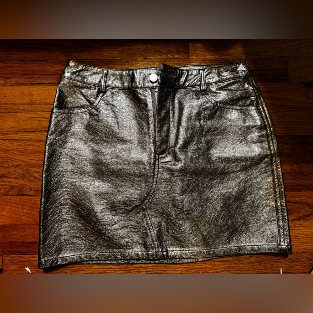 Faux Leather Le Lis Shimmering Silver MiniSkirt